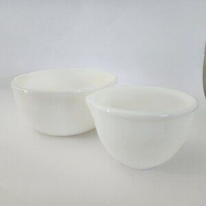 Sunbeam Mixmaster Mixing Bowls Large Small Glasbake Milk Glass Vintage
